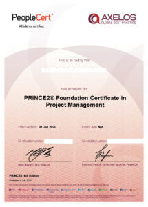 Mentorix - PRINCE2 foundation Certifikat eksempel Peoplecert AXELOS certificate EXAMPLE