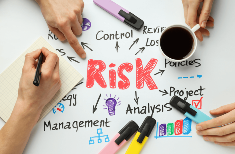 This image displays a detailed risk management framework, including risk assessment, risk control measures, and mitigation strategies. The visual aids help in understanding how different strategies can be applied to manage risks effectively within an organisation